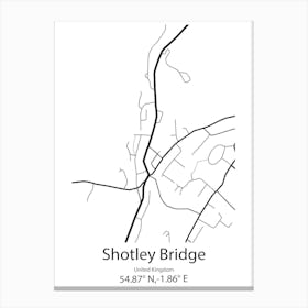 Shotley Bridge,United Kingdom Minimalist Map Canvas Print