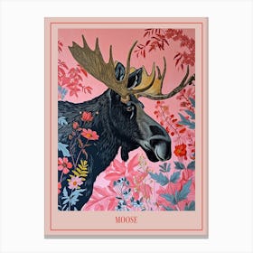 Floral Animal Painting Moose 2 Poster Canvas Print