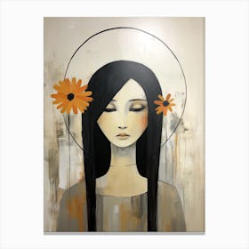 'A Woman With Flowers' | Boho print Canvas Print