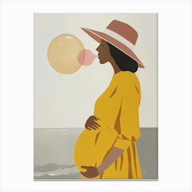Pregnant Woman Blowing Bubbles Canvas Print
