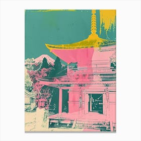 Koyasan Japan Retro Duotone Silkscreen 6 Canvas Print