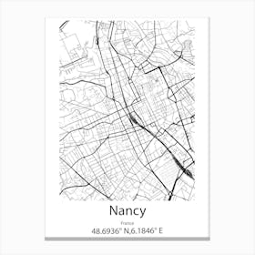 Nancy,France Minimalist Map Canvas Print