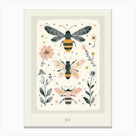 Colourful Insect Illustration Bee 11 Poster Canvas Print