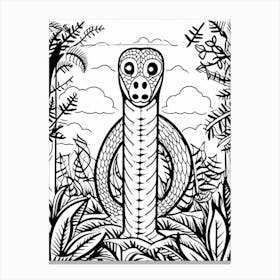 Line Art Jungle Animal King Cobra 4 Canvas Print