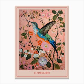 Floral Animal Painting Hummingbird 3 Poster Canvas Print