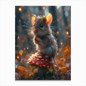 Mouse On A Mushroom 1 Canvas Print