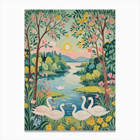 Swans By The Lake Canvas Print