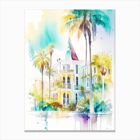Key West Florida Watercolour Pastel Tropical Destination Canvas Print