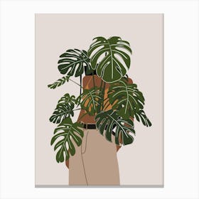 Plant Lady Print | Boho Mid Century Modern Faceless Plant Lady Canvas Print