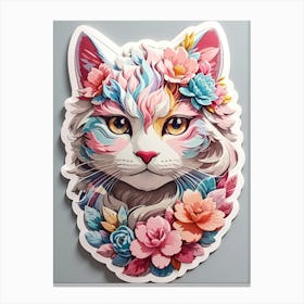 Cat With Flowers Canvas Print