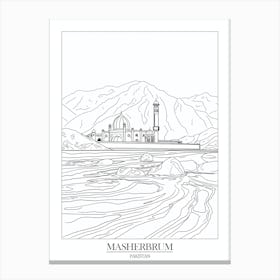 Masherbrum Pakistan Line Drawing 8 Poster Canvas Print