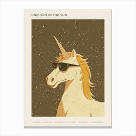 Unicorn With Sunglasses On Muted Pastel 3 Poster Canvas Print