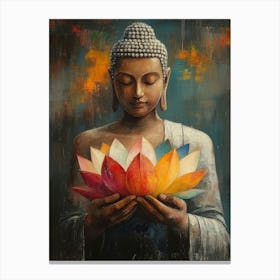 Buddha Holding Lotus Canvas Print