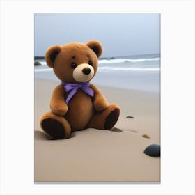 Teddy Bear On The Beach Canvas Print