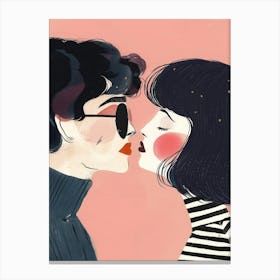 Kissing Couple Illustration Canvas Print