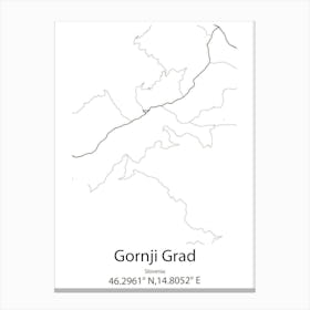 Gornji Grad,Slovenia Minimalist Map Canvas Print