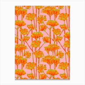 SUNSHINE-Y Abstract Floral Summer Bright Botanical in Coral Orange Yellow Green on Blush Canvas Print