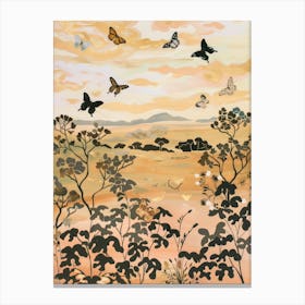 Butterflies Pastels Jungle Illustration 4 Canvas Print