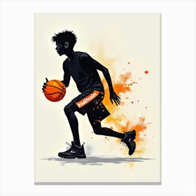 Basketball Player Dribbling Canvas Print