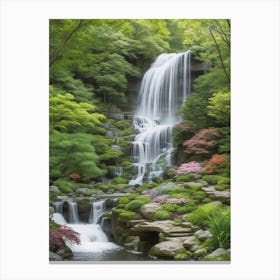 Waterfall In The Japanese Garden Canvas Print