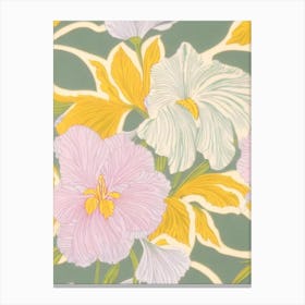 Iris Pastel Floral 5 Flower Canvas Print