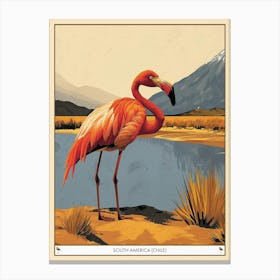 Greater Flamingo South America Chile Tropical Illustration 6 Poster Canvas Print
