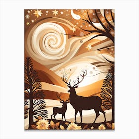 Christmas day, Christmas concept art, Christmas vector art, Vector Art, Christmas art, Christmas, rein deer, fawn Canvas Print