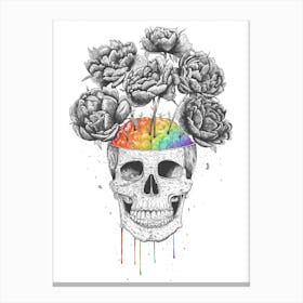 Skull With Rainbow Brain Canvas Print