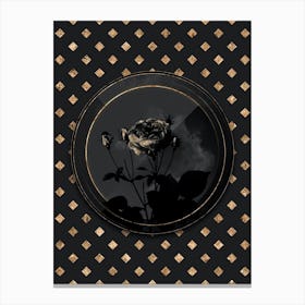 Shadowy Vintage Pink French Roses Botanical in Black and Gold Canvas Print