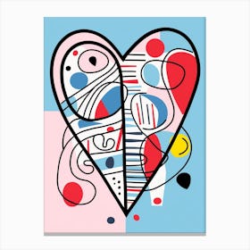 Pastel Pink & Blue Geometric Heart Canvas Print