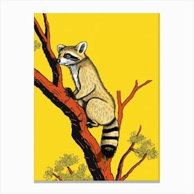 Yellow Raccoon In A Tree  Canvas Print