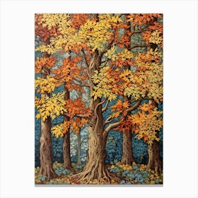 European Hornbeam 3 Vintage Autumn Tree Print  Canvas Print