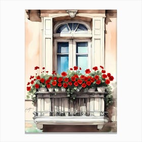 Flowered Parisian Balcony Canvas Print