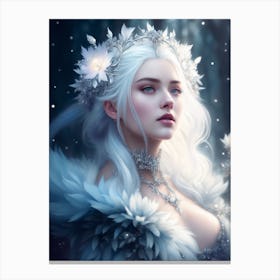 Default Woman With Platinum Hair In A Dress Of Ice Flowers A B 0 A8b9a63e A3f2 47dc 8a03 7e9fb2d792c8 1 Canvas Print