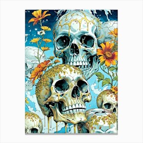 Surrealist Floral Skull Painting (57) Canvas Print