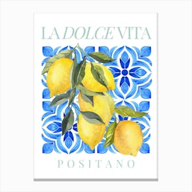 Lemon Amalfi Coast Tile Print Canvas Print