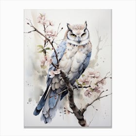 Owl, Japanese Brush Painting, Ukiyo E, Minimal 3 Canvas Print