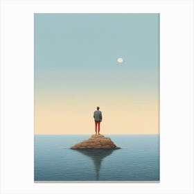 Man On A Rock Canvas Print