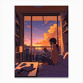 Anime Girl Reading A Book 8 Canvas Print