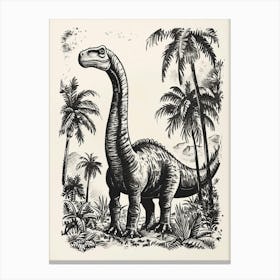 Camarasaurus Dinosaur Black Ink Illustration 4 Canvas Print