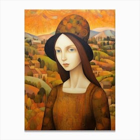 Girl In A Hat Canvas Print