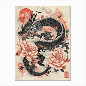 Lunar Year Of The Dragon 2024 Red And Black Canvas Print