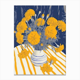 Marigold Flowers On A Table   Contemporary Illustration 2 Canvas Print