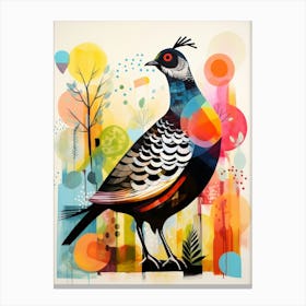 Bird Painting Collage Grouse 4 Canvas Print