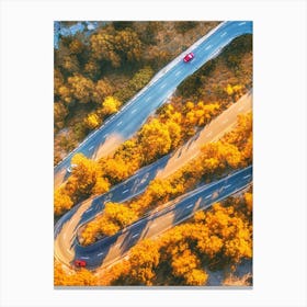 Aerial View Of A Winding Road Canvas Print