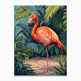 Greater Flamingo Galapagos Islands Ecuador Tropical Illustration 3 Canvas Print
