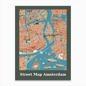 Street Map Amsterdam Canvas Print