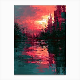 Sunset City | Pixel Art Series Canvas Print