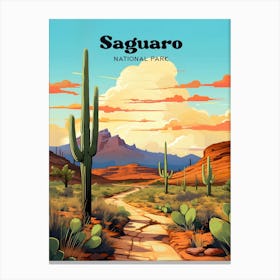 Saguaro National Park Tucson Arizona Desert Travel Art Illustration Canvas Print