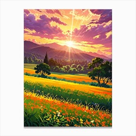 Sunset In The Field 21 Canvas Print